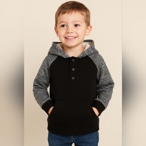 M4) Old Navy Sherpa-Lined Knit Sleeve Hoodie – Size 5T Boys Pullover